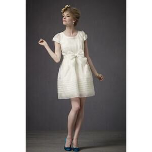 NWT Hitherto for BHLDN Miraflores Ivory Silk Cocktail Wedding Mini Dress 10